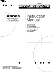 Record Power RSDE3 Instruction Manual