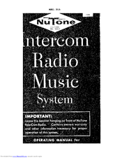 NuTone 2015 Operating Manual