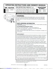 Mr. Heater Mr. Heater 1000ID Operating Instructions And Owner's Manual