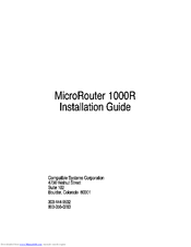 Compatible Systems MicroRouter 1000 Installation Manual