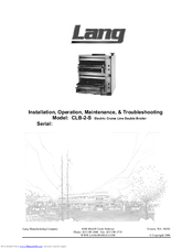 Lang CLB-2-S Installation, Operation, Maintenance, & Troubleshooting