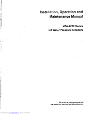 Aaladin MTA-2210 series Installation, Operation And Maintenance Manual