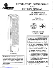 Empire Comfort Systems GWT-50-1 RB Installation Instructions And Owner's Manual
