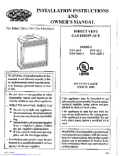 Empire Comfort Systems DVF-36IP-3 Installation Instructions And Owner's Manual
