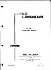 Racal Acoustics RA 1217 Operator's Manual