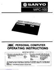 Sanyo MPC-100 Operating Instructions Manual