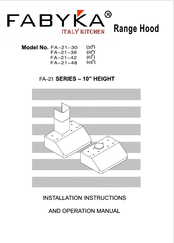 Fabyka FA-21-42 Installation Instructions And Operation Manual