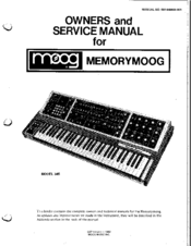 Moog Memorymoog 345 Owner's And Service Manual
