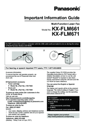 Panasonic KX-FLM671 Important Information Manual