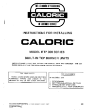 Caloric RTP 300 Series Instructions For Installation Manual