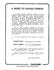 Carver 2657 Owner's Manual