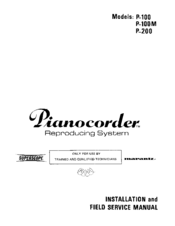 Marantz Pianocorder P-200 Installation And Service Manual
