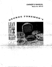 George Foreman GR10A Owner's Manual