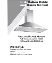 ProLine Range Hoods PLZI Series Installation And Operation Manual
