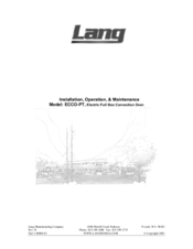 Lang ECCO-PT Installation Operation & Maintenance