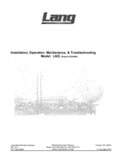Lang LGD Installation, Operation, Maintenance, & Troubleshooting