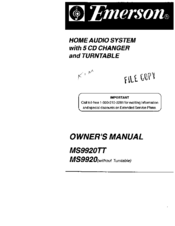 Emerson MS9920TT Owner's Manual