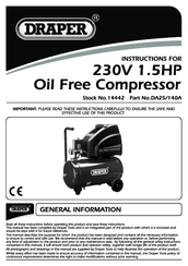 Draper DA25/140A Instructions For