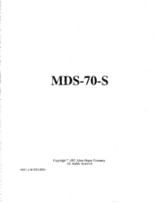 Allen Organ Company MDS-70-S Owner's Manual