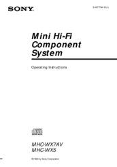 Sony MHC-WX5 Operating Instructions Manual