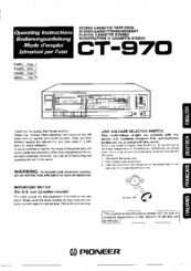 Pioneer CT-970 Operating Instructions Manual