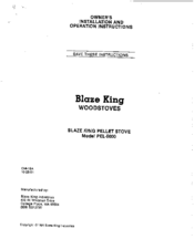 Blaze King PEL-500 Owner's Installation And Operating Instructions