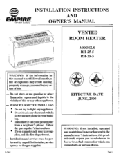 Empire RH-35-5 Installation Instructions And Owner's Manual