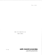 Audio Research M-100 Owner's Manual