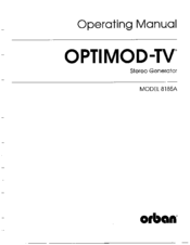 Orban Optimod-TV 8185A Operating Manual