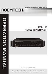 Roemtech SXR-120 Operation Manual