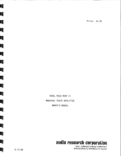 Audio Research M300 Mark II Owner's Manual