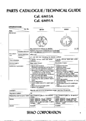 Seiko 6M15A Parts Catalogue /Technical Manual