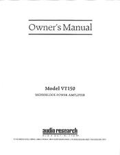 Audio Research VT150 Owner's Manual