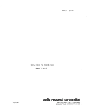 Audio Research MCP33 Owner's Manual