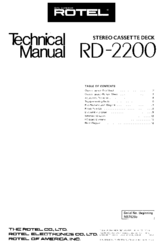 Rotel RD-2200 Technical Manual