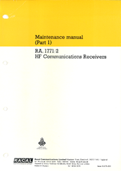 Racal Acoustics RA. 1772 Maintenance Manual