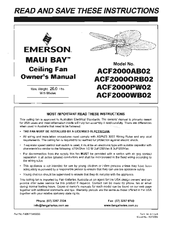 Emerson Maui Bay ACF2000WB02 Owner's Manual