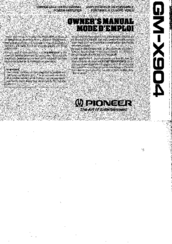 Pioneer GM-X904 Owner's Manual