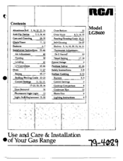 RCA LGB600 Use And Care & Installation