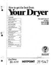 Hotpoint DLB2880B Use And Care Manual