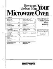 Hotpoint Counter Saver RVM125J Use And Care Manual