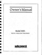 Audio Research SDP1 Owner's Manual