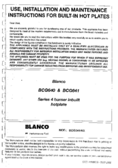 Blanco BCG640 Use, Installation And Maintenance Instructions