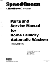 Speed Queen HA4370 Parts And Service Manual