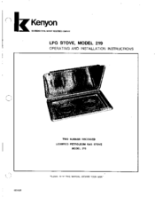 Kenyon 219 Operating And Installation Instructions