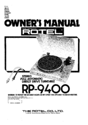 Rotel RP-9400 Owner's Manual