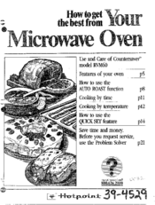 Hotpoint Countersaver RVM60 Use And Care Manual