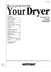 Hotpoint DLB3000S Use And Care Manual