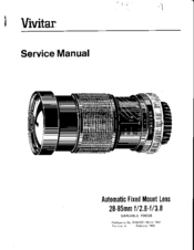 Vivitar 28-85mm f/2.8-3.8 Service Manual