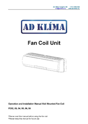 AD Klima FC04 Operation And Installation Manual